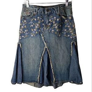 Vtg Skirt Coastal Cowgirl 70's Deconstructed Distressed Embroidered Boho Candies